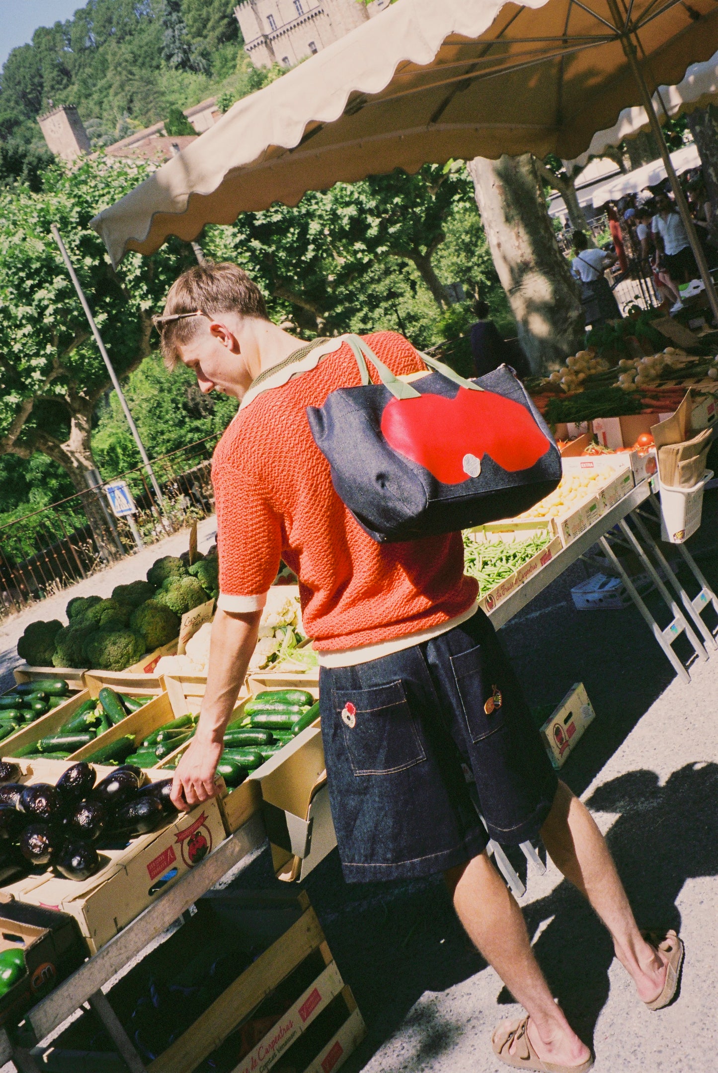 Le short Campana en denim "mûre"