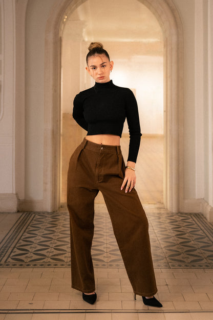 Le pantalon cardo brun